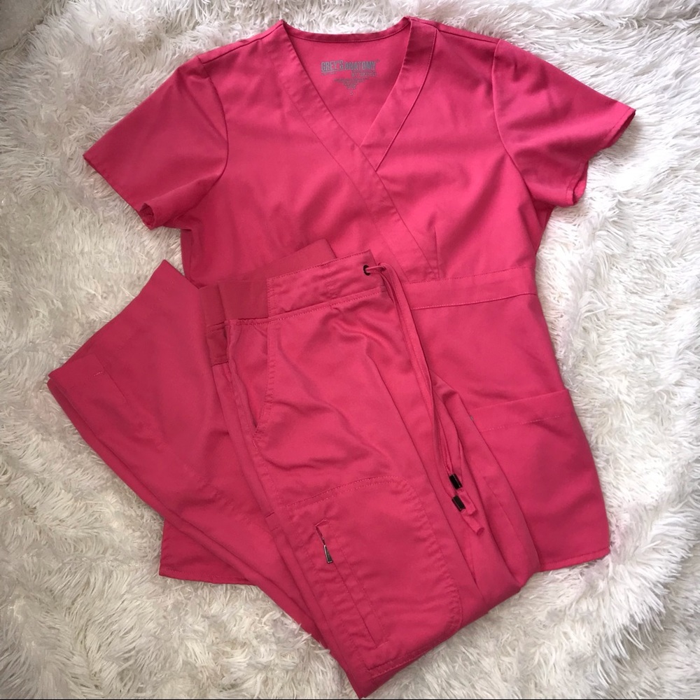 Grey Anatomy Women’s Hot Pink Scrubs Set S/XS